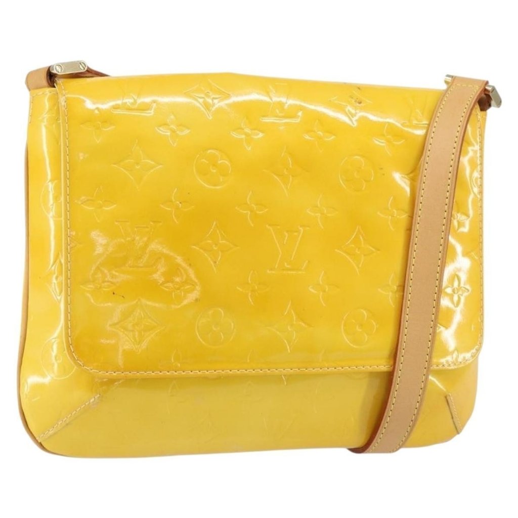Authentic Louis Vuitton Monogram Vernis Thompson Street Bag Lime Yellow M91071